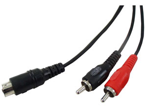 12' Mini-DIN 4 to 2-RCA Plugs Cable 